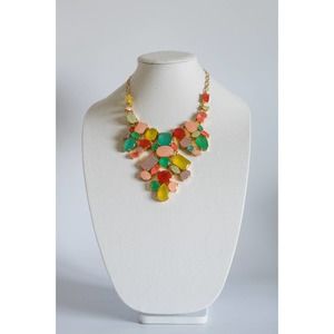 Preowned Kate Spade Gumdrop Gem Statement Bib Necklace 12K Gold Plated Metal